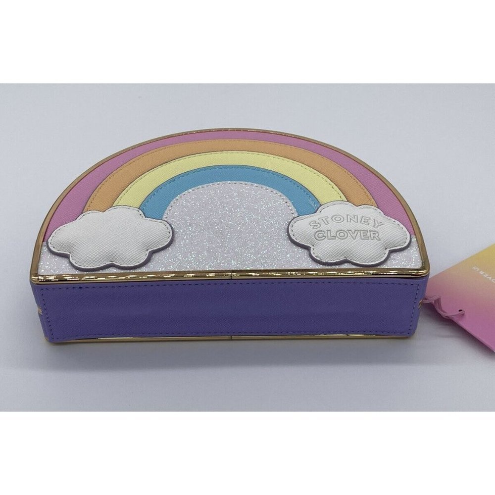 NWT Stoney Clover Ln x Target Purple Rainbow Crossbody Purse Clutch Gold Trim - Picture 5 of 8